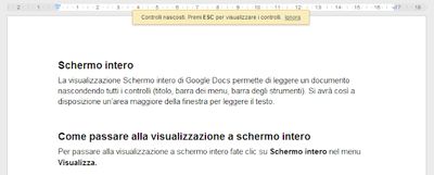 Visualizzazione a schermo intero