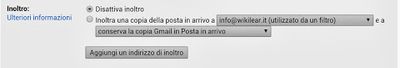 Sezione Inoltro - Impostazioni per disattivare l'inoltro dei messaggi