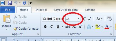 Dimensione del carattere a 14 punti