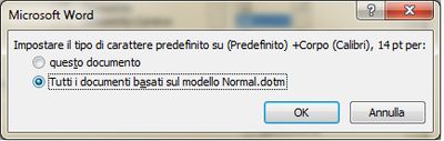 Finestra imposta come predefinito in Microsoft Word