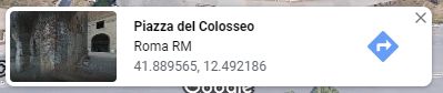 Riquadro informativo con le coordinate del luogo